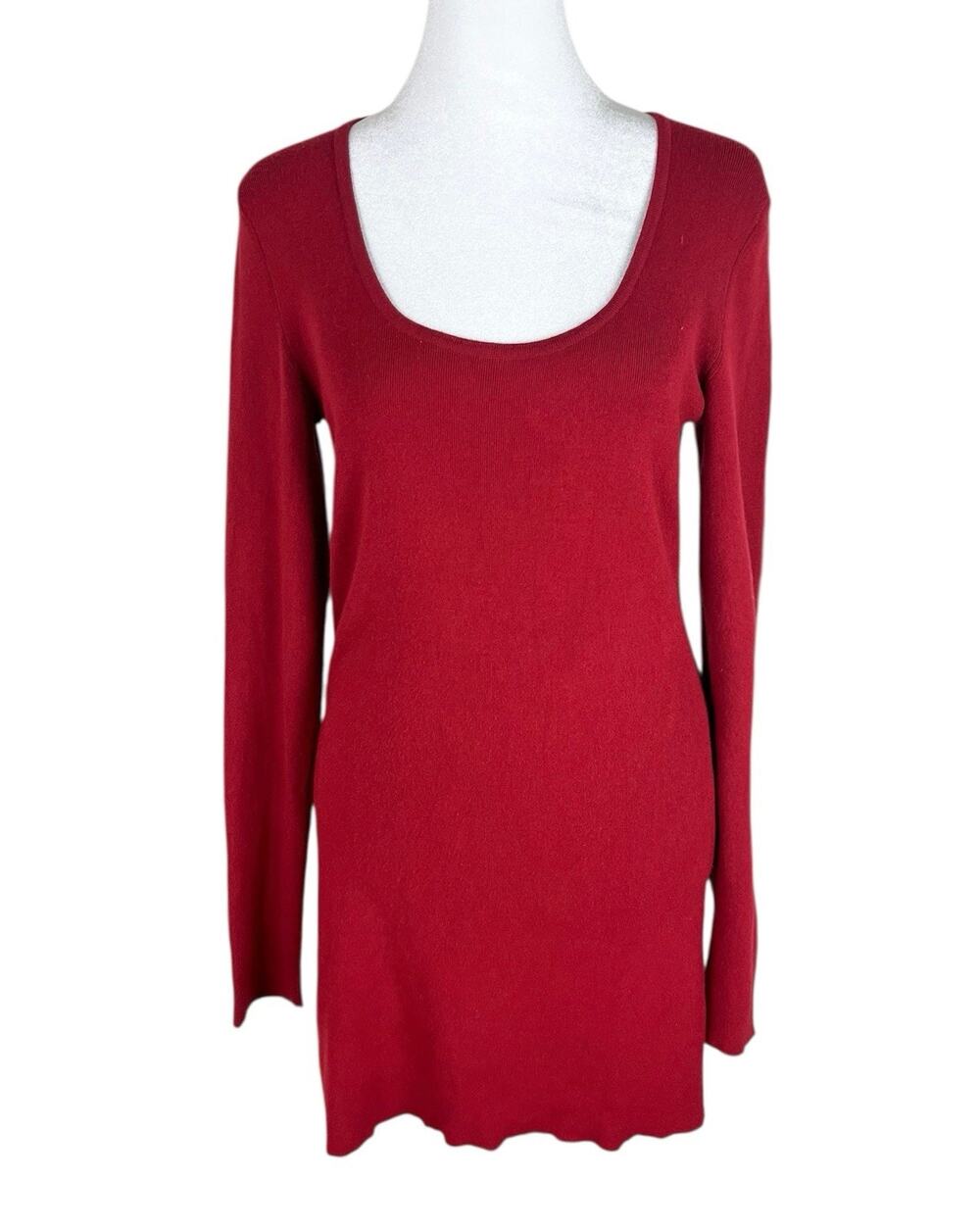 Wolford Red Mini Dress Long Sleeve Scoop Neck Romantic Valentines Size Medium